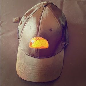 Black satin baseball hat w-taco patch